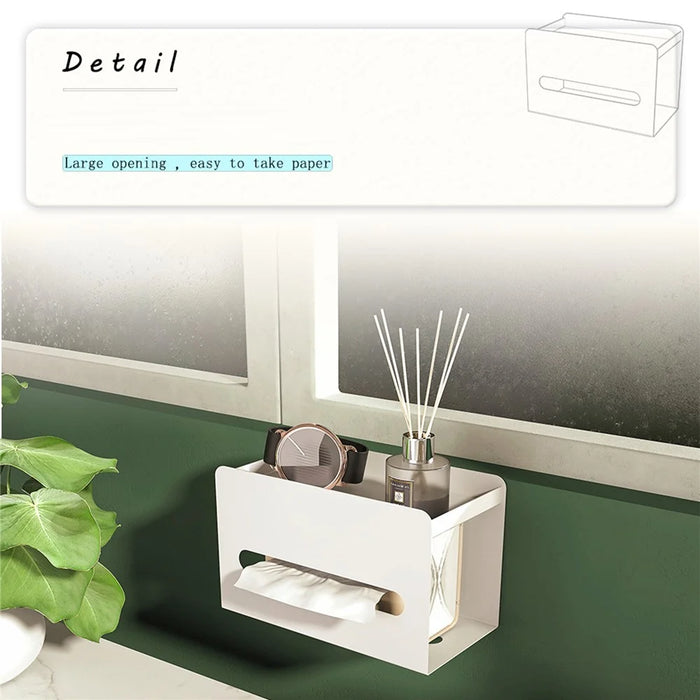 Multifunction Punch-free Magnetic Home Tissue Box Carbon Steel Tissue Storage Box - Grey - 4