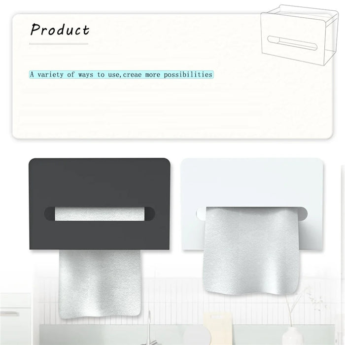 Multifunction Punch-free Magnetic Home Tissue Box Carbon Steel Tissue Storage Box - Grey - 6