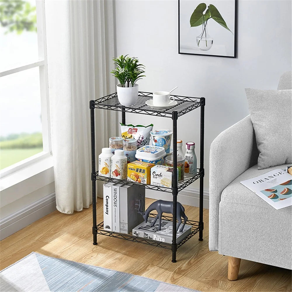 3 Tier Shelving Unit Kitchen Garage Storage Rack Metal Standing Shelf Organiser - 2