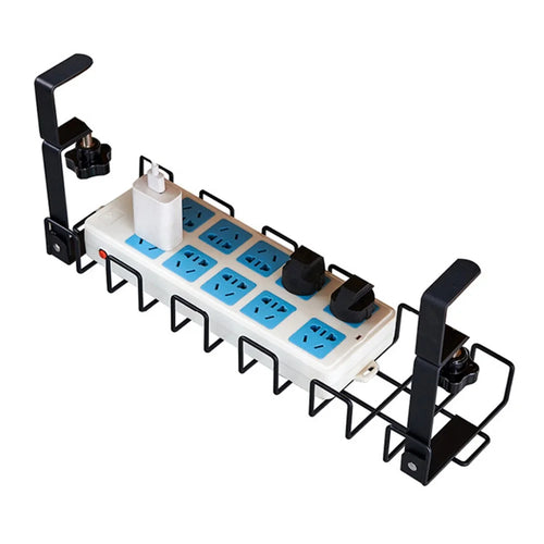 Under Desk Cable Management Rack Carbon Steel Power Strip Cable Storage Basket - Black - 1