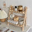 Multi-function Double Layer Flower Pot Storage Rack Foldable Wooden Shelf - 3