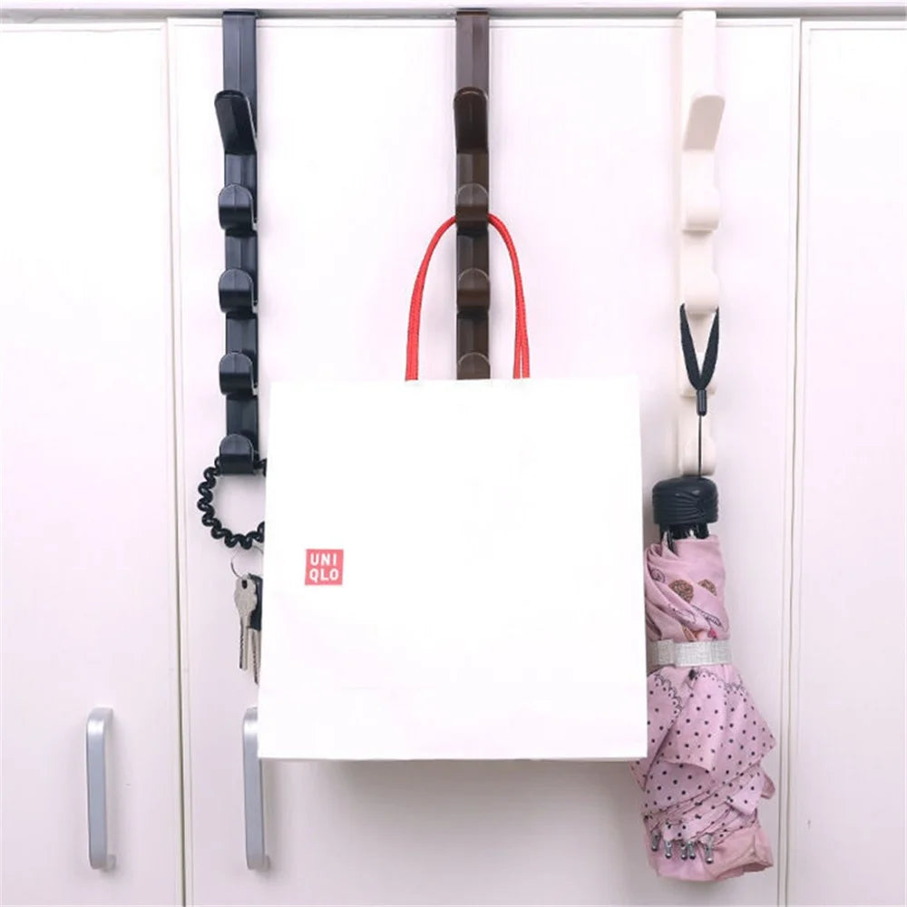 Over The Wardrobe Door Hanger ABS Hook Holder Rack for Towels, Clothes, Hats, Keys - Black - 5