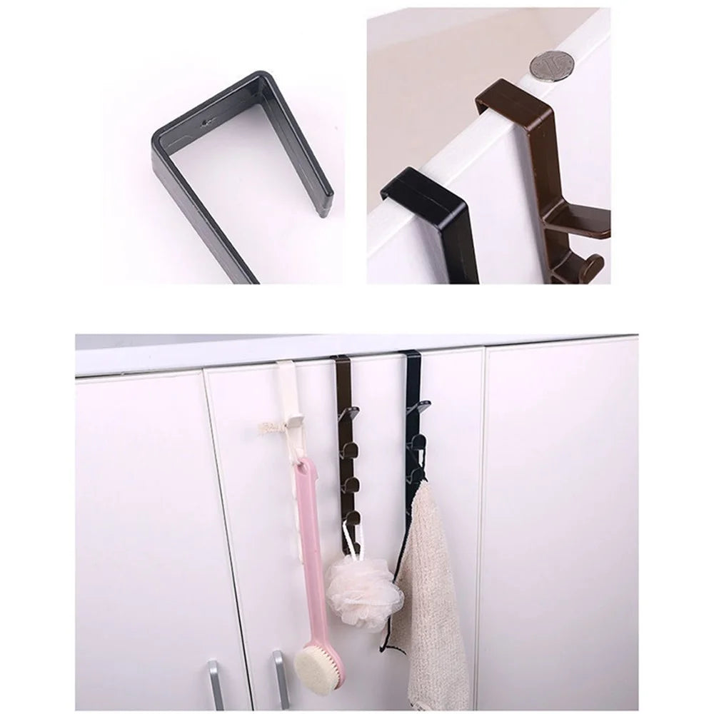 Over The Wardrobe Door Hanger ABS Hook Holder Rack for Towels, Clothes, Hats, Keys - Black - 7