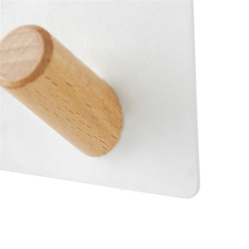 3-Hook Punch-free Magnetic Hanging Rack Carbon Steel + Beech Hat Key Hanging Hook - Black - 6