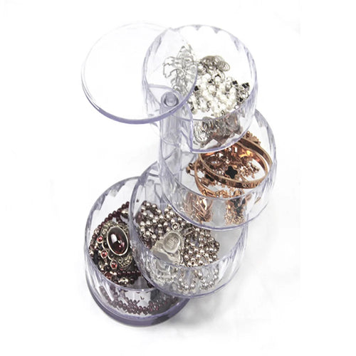 Rotatable Jewelry Organizer Box Earring Holder ABS+Acrylic Storage Tray - Transparent - 1