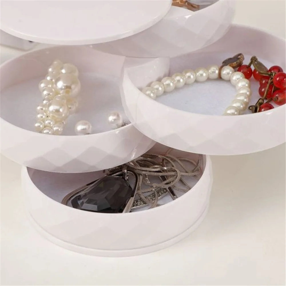 Rotatable Jewelry Organizer Box Earring Holder ABS+Acrylic Storage Tray - Transparent - 3