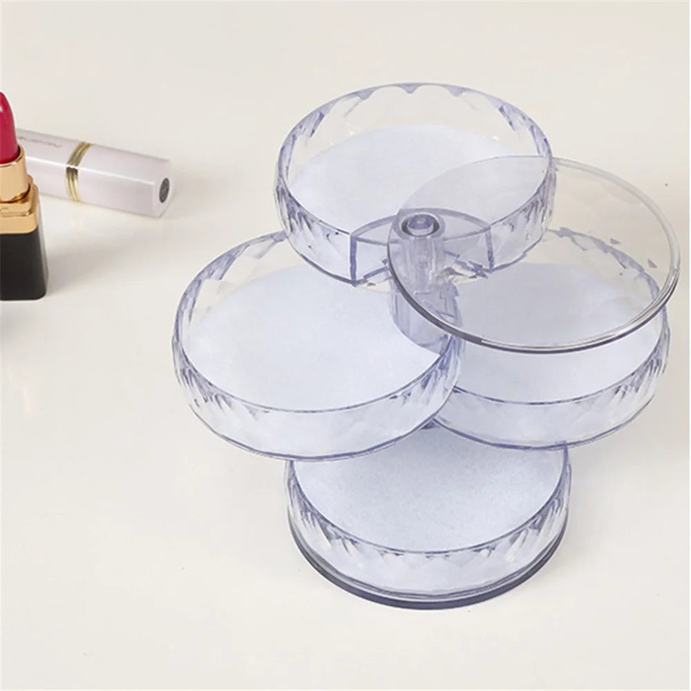 Rotatable Jewelry Organizer Box Earring Holder ABS+Acrylic Storage Tray - Transparent - 4
