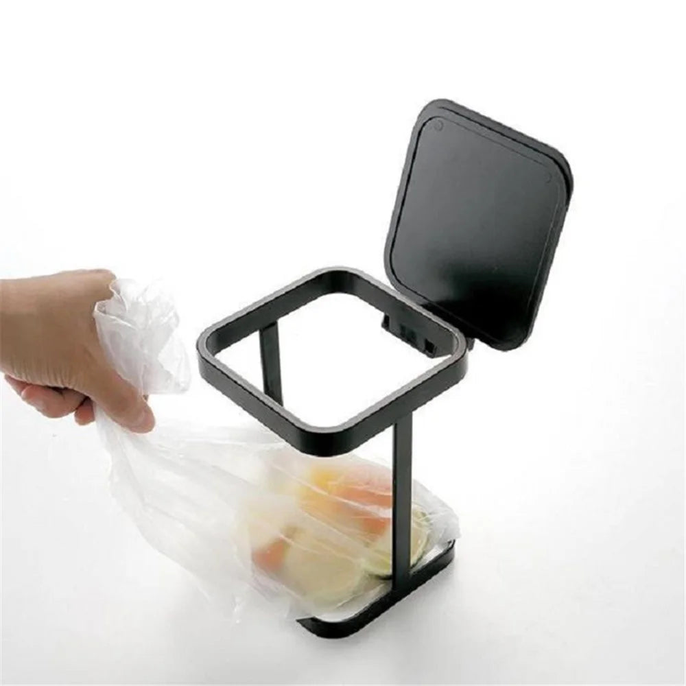 Flip Lid ABS+Metal Trash Bag Holder Kitchen Living Room Rubbish Bag Storage Rack - 4