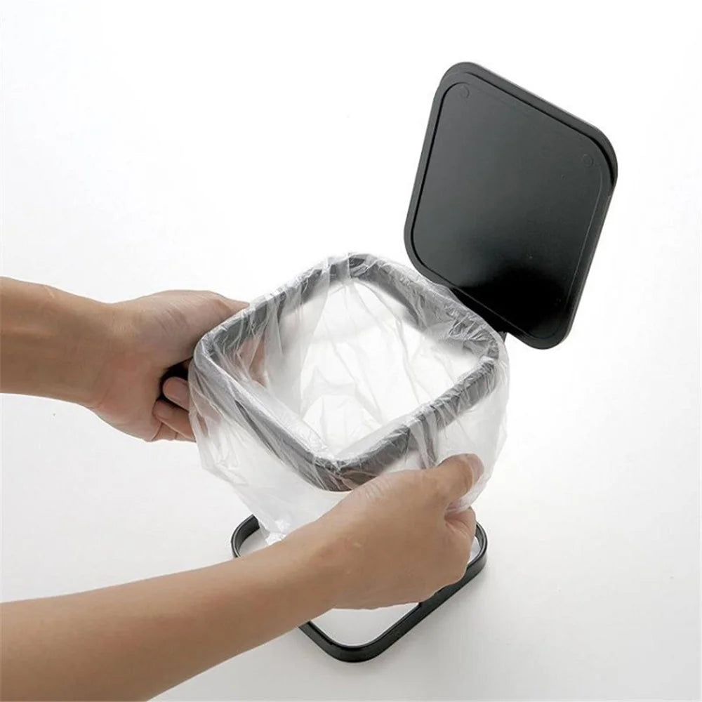 Flip Lid ABS+Metal Trash Bag Holder Kitchen Living Room Rubbish Bag Storage Rack - 5