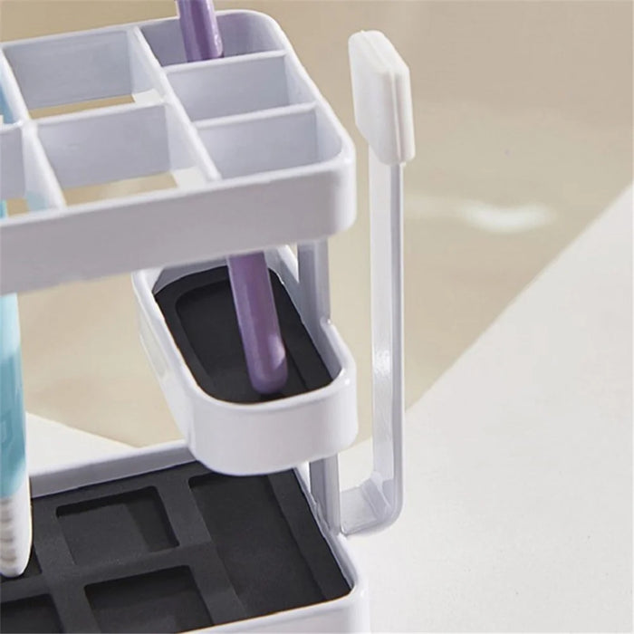 Toothbrush Holder Metal+Silicone Wall-Mounted Toothpaste Cup Hanger for Bathroom - White - 5