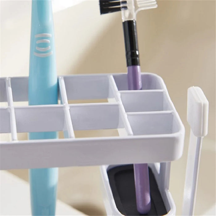 Toothbrush Holder Metal+Silicone Wall-Mounted Toothpaste Cup Hanger for Bathroom - White - 6