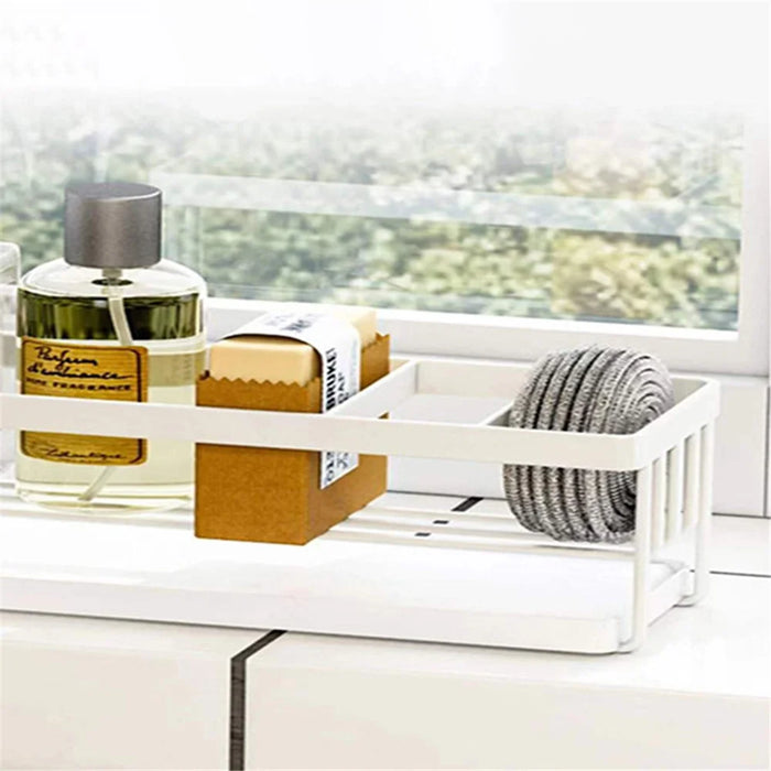 Carbon Steel Kitchen Organizer Storage Drying Rack Tray for Dish Sponge, Rag - White - 4