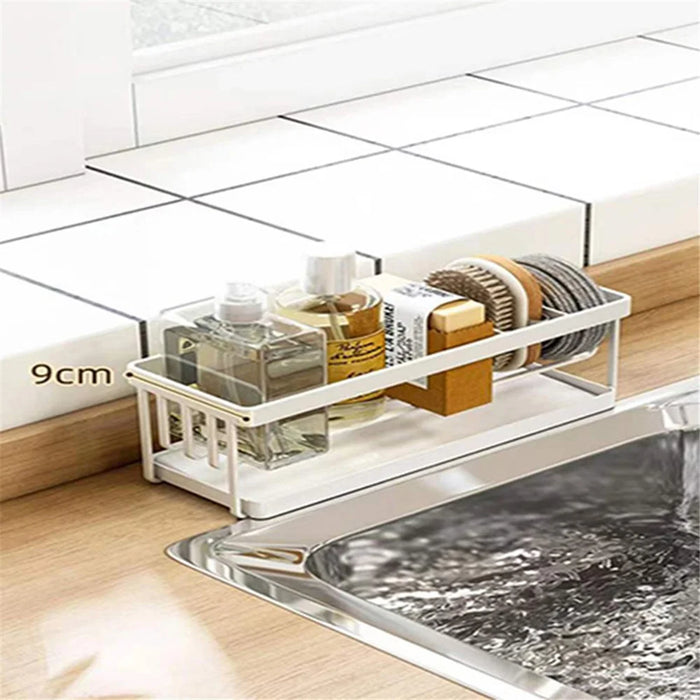 Carbon Steel Kitchen Organizer Storage Drying Rack Tray for Dish Sponge, Rag - White - 7