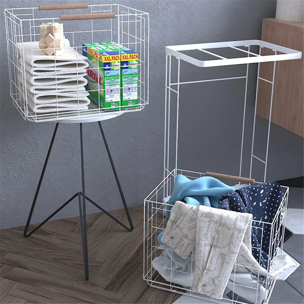2 Tier Storage Cart Laundry Clothes Basket Metal Shelving Unit with Wheels - White - 5