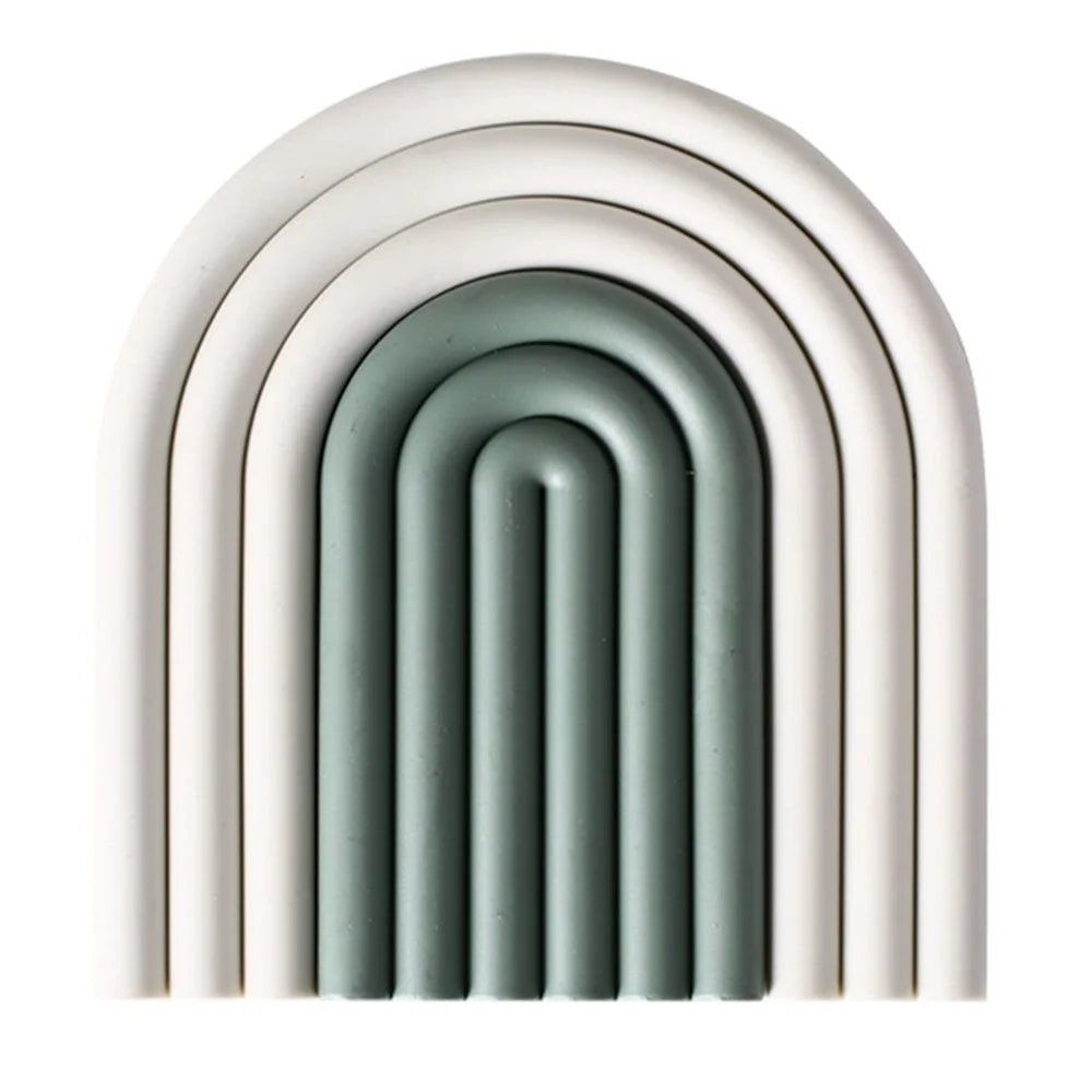 Rainbow Shape High Temperature Resistant Coaster Dining Table Mat Insulation Pad - Grey+Green - 1