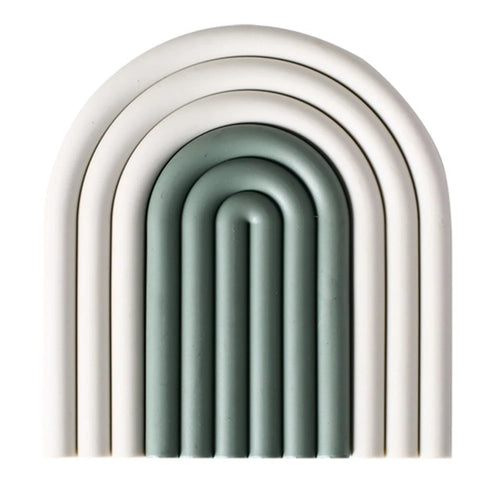 Rainbow Shape High Temperature Resistant Coaster Dining Table Mat Insulation Pad - Grey+Green - 1