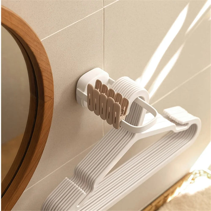 Drill Free Wall-mounted Clothes Hanger Organizer Foldable Plastic Rack - 4