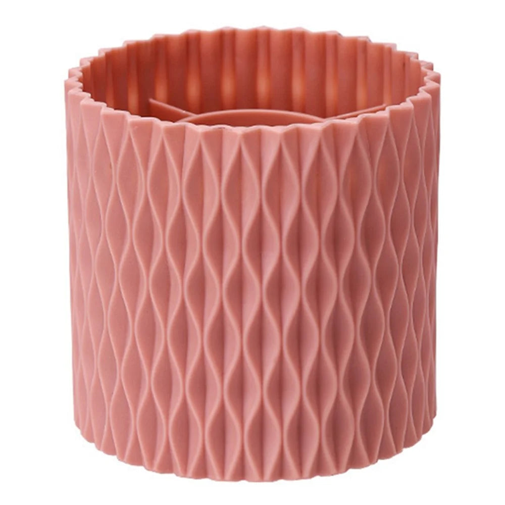Multipurpose 360 Degree Rotating Pen Holder Desk Cosmetic Organizer Box - Pink - 1