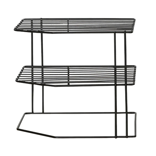 Multipurpose Metal Three Layer Corner Storage Shelf for Kitchen Bathroom - Black - 1