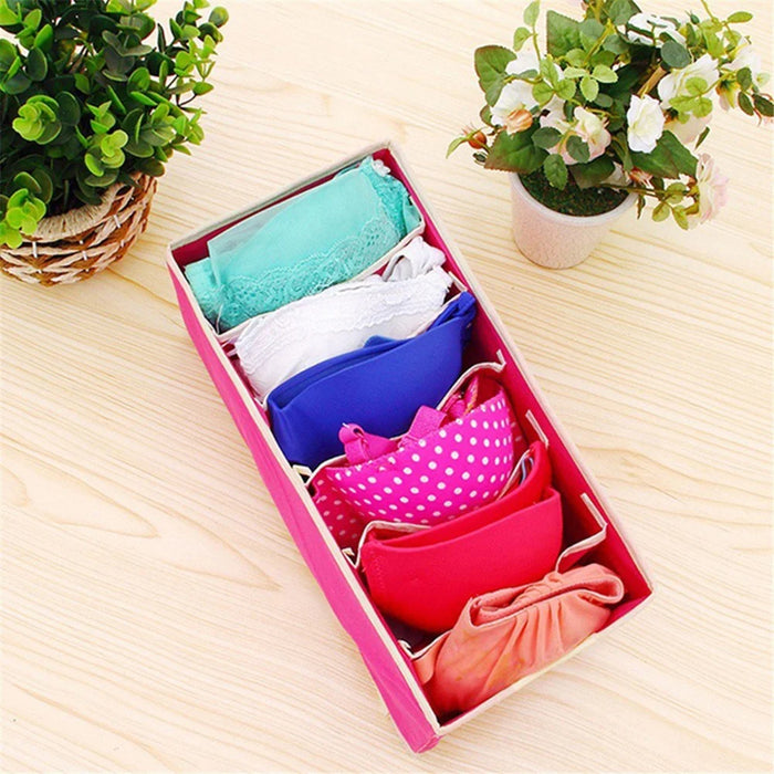 4Pcs / Set Non-Woven Fabric Cabinet Divided Storage Box for Underwear Socks - Rose - 5