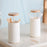 Hand Press Toothpick Dispenser Box PP+Beechwood Cotton Swabs Holder Can - 2