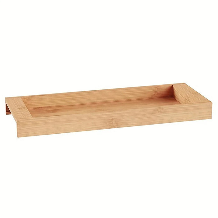 JJTZ Natural Bamboo Rectangular Tray Versatile Toilet Sink Tank Tray for Bathroom Counter Top - 1