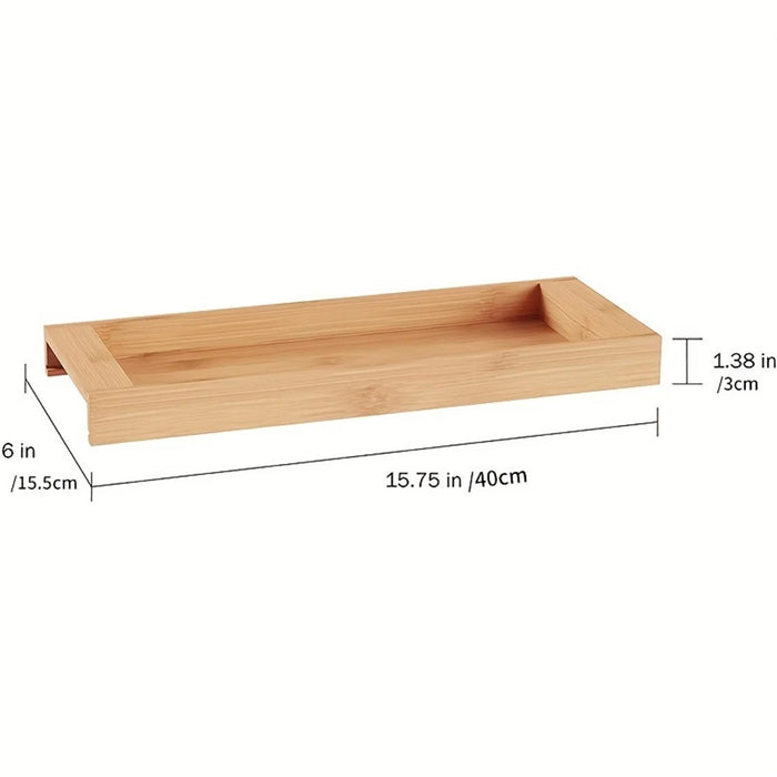 JJTZ Natural Bamboo Rectangular Tray Versatile Toilet Sink Tank Tray for Bathroom Counter Top - 7