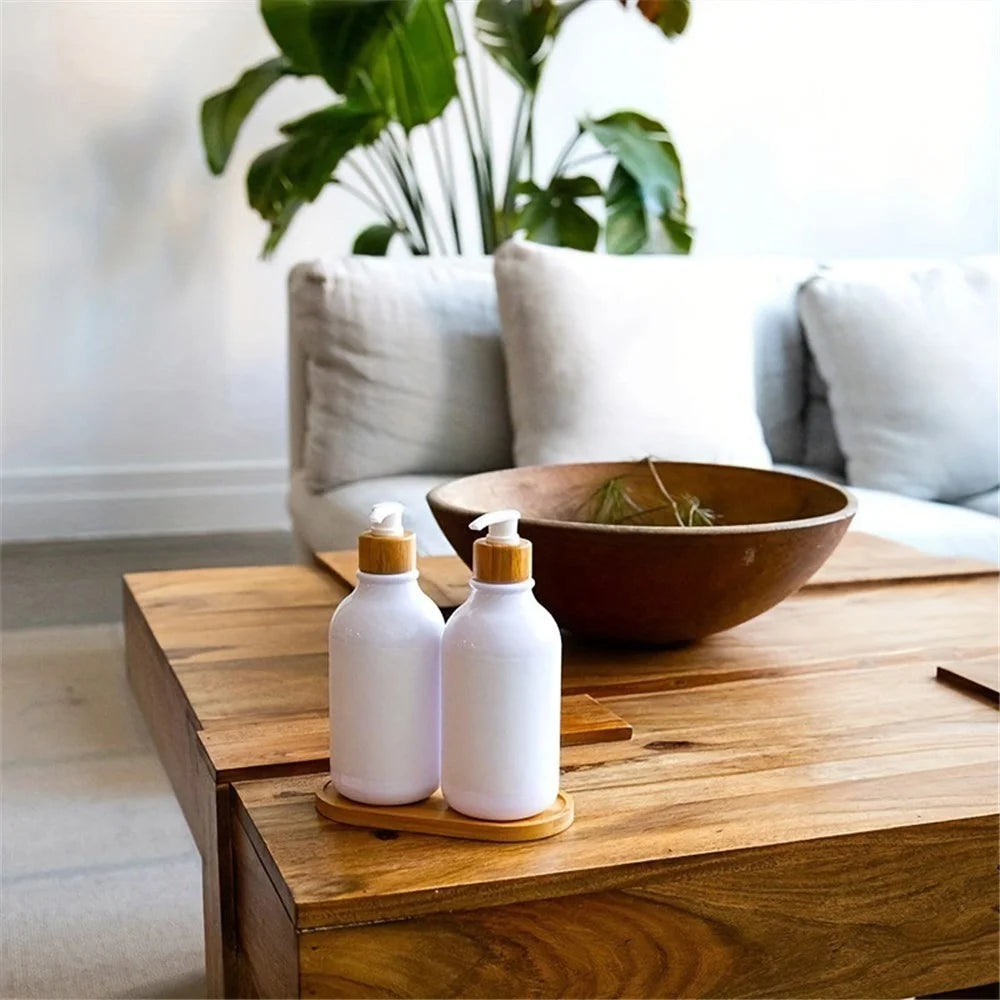 JJTZ Bamboo Oval Tray Toilet Tank Storage Tray Living Room Counter Top Organizers for Small Things - 3