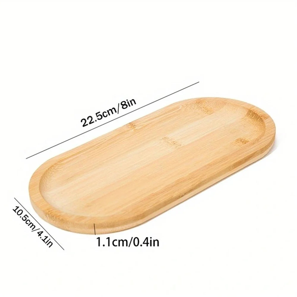 JJTZ Bamboo Oval Tray Toilet Tank Storage Tray Living Room Counter Top Organizers for Small Things - 5