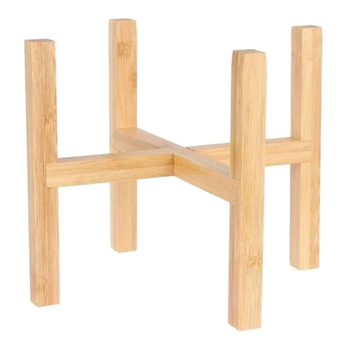 JJTZ Bamboo Planter Stand Rack Cross-shaped Storage Shelf Plant Pot Stand Flower Pot Holder, Size L - 1