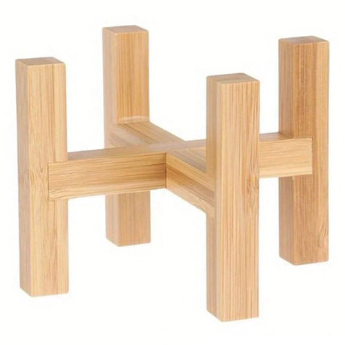 JJTZ Mini Bamboo Floor Four Legged Flower Stand Planters Flower Pots Display Potted Rack, Size S - 1