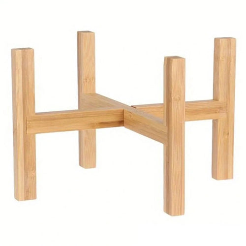 JJTZ Bamboo Tray Potted Plant Holder Flower Shelf Cross-shaped Storage Rack Holder, Size XL - 1
