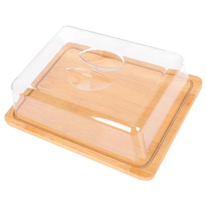 JJTZ Large Size Bamboo Rectangular Dessert Display Tray Wedding Stuff Cake Stand with Lid, Size L - 1