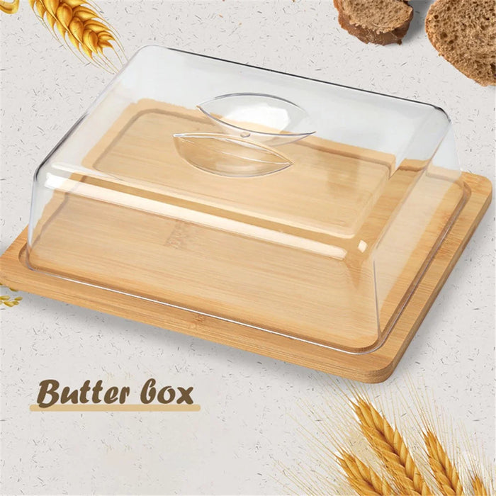 JJTZ Large Size Bamboo Rectangular Dessert Display Tray Wedding Stuff Cake Stand with Lid, Size L - 4