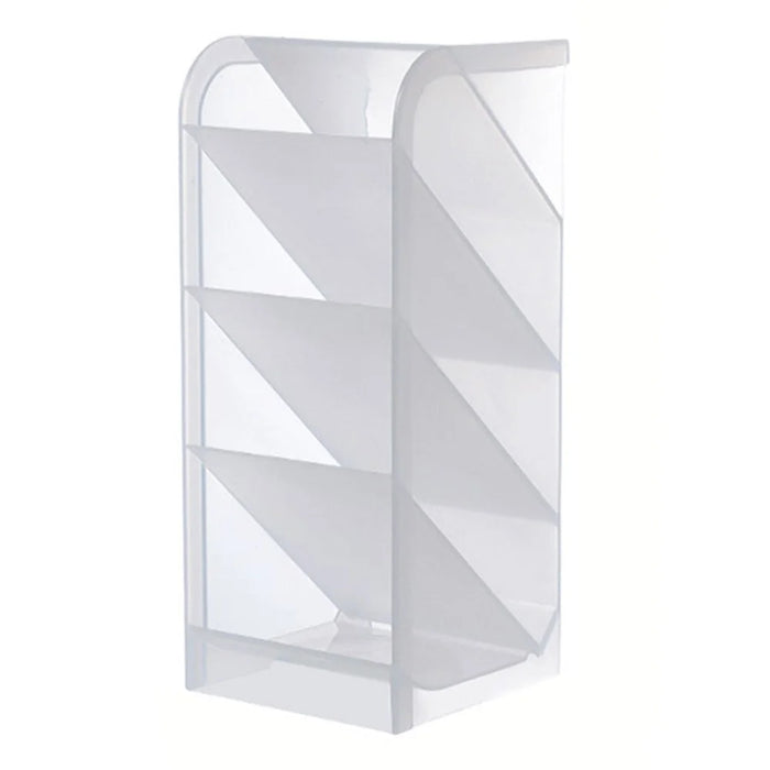 Four Grid Tilt Insert Pen Holder Makeup Brush Desktop Storage Case, Size S - White - 1