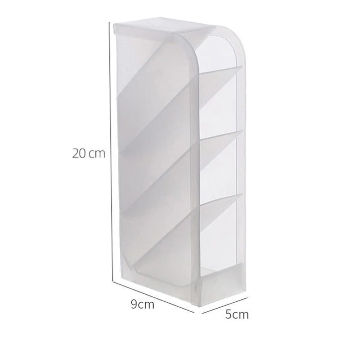 Four Grid Tilt Insert Pen Holder Makeup Brush Desktop Storage Case, Size S - White - 5
