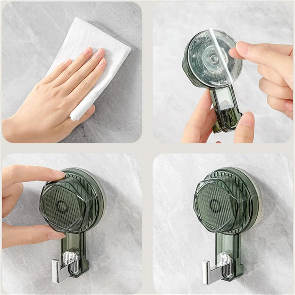 Rotating Suction Cup Hanging Hook Strong Load Bearing Wall Mounted Hanger - Green - 7