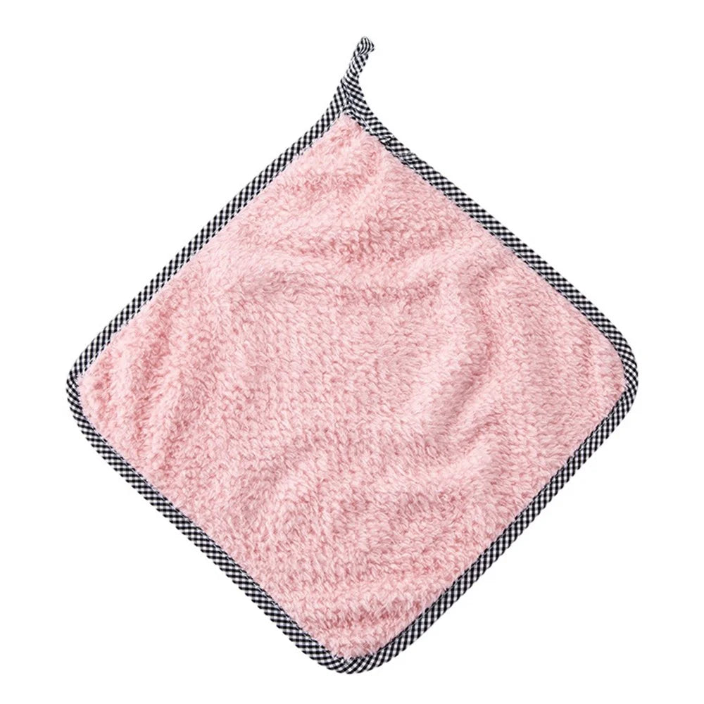 25x25CM Coral Fleece Kitchen Towel Dishcloth Dish Washing Towel - Pink - 1
