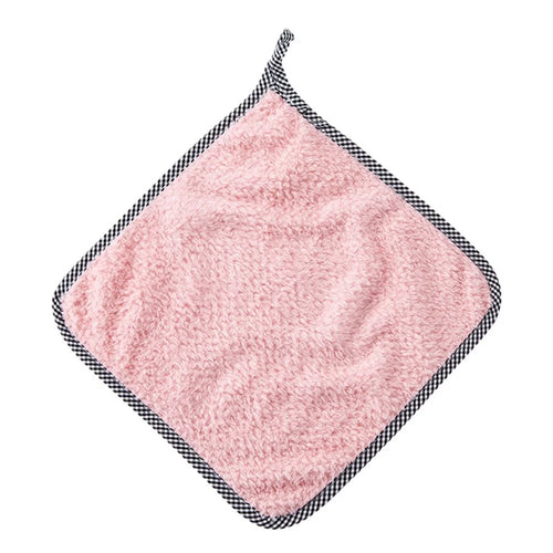 25x25CM Coral Fleece Kitchen Towel Dishcloth Dish Washing Towel - Pink - 1