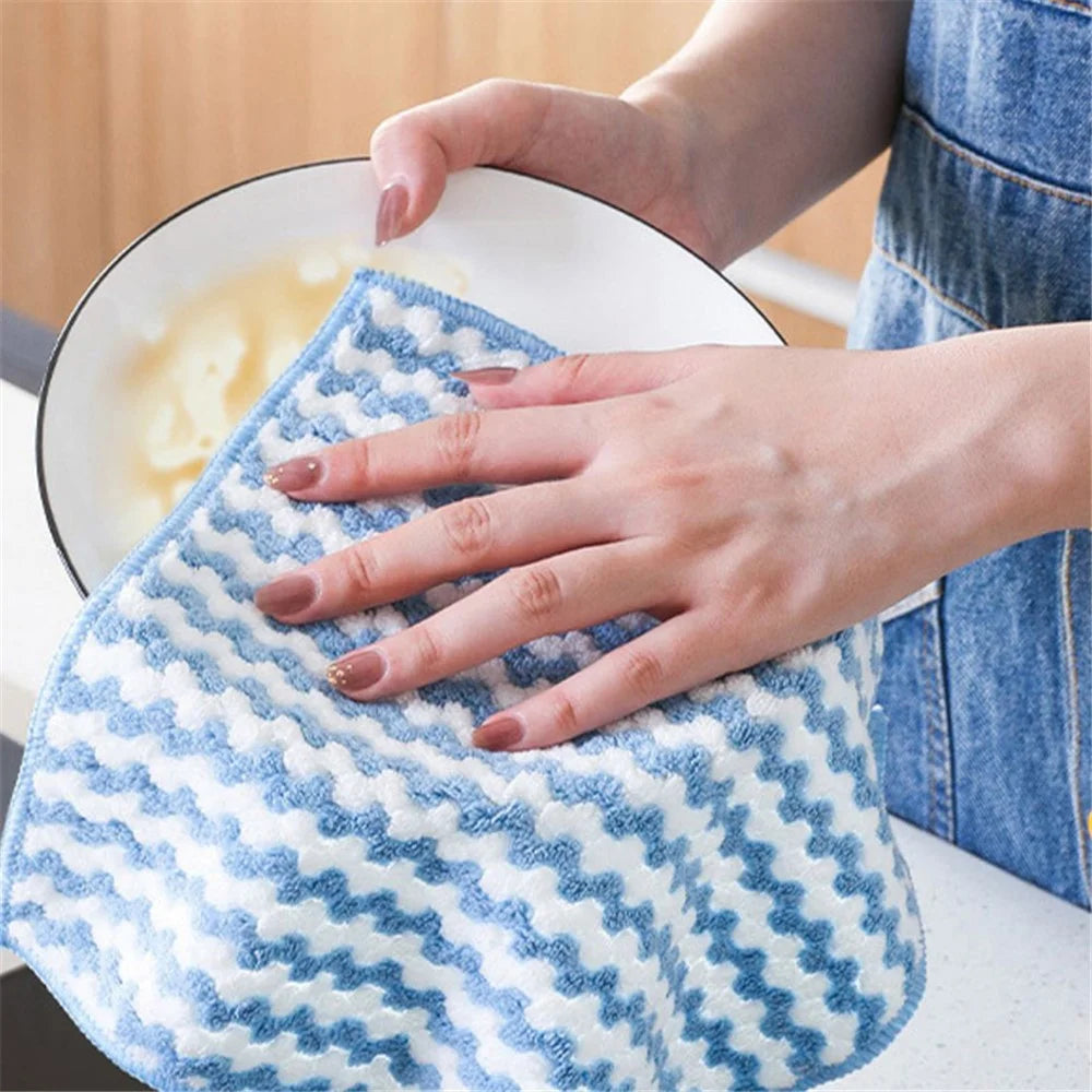 25x25CM Coral Fleece Kitchen Towel Dishcloth Dish Washing Towel - Pink - 3