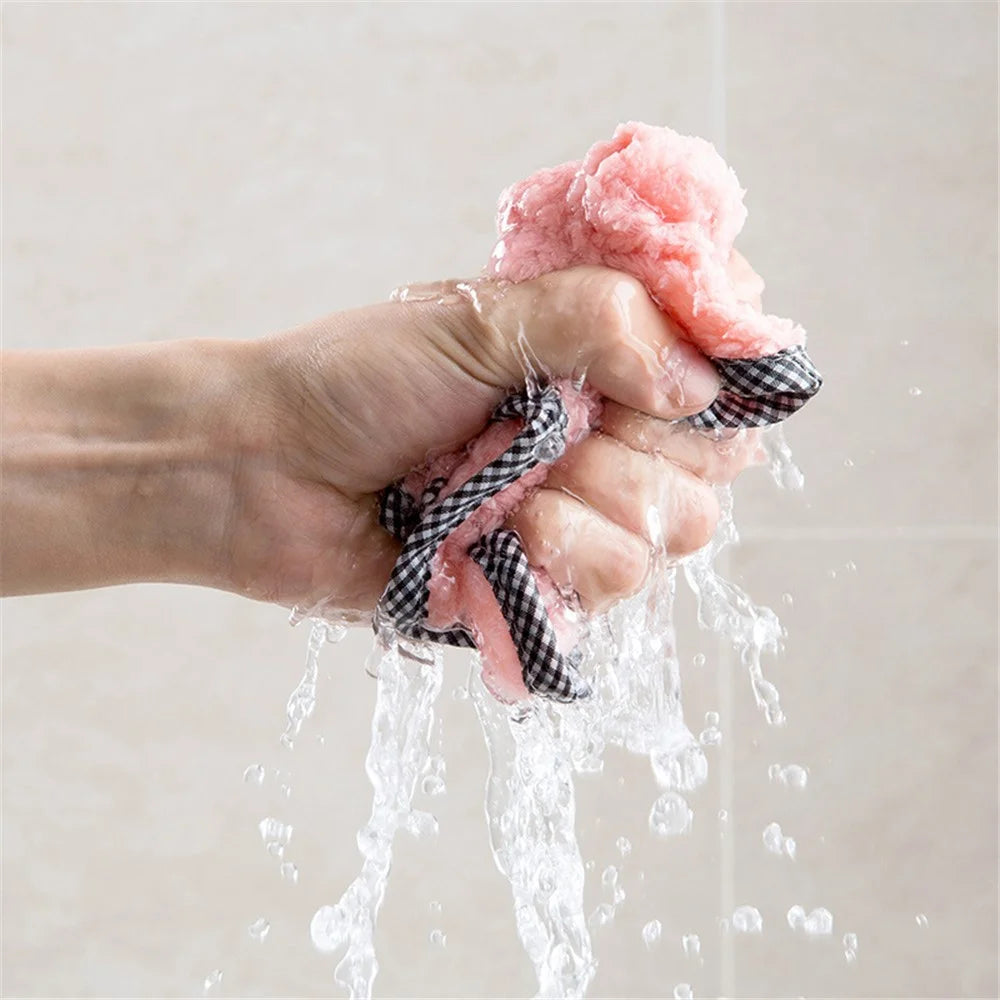 25x25CM Coral Fleece Kitchen Towel Dishcloth Dish Washing Towel - Pink - 4