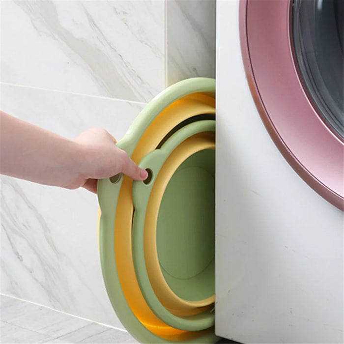 Thicken PP+TPR Collapsible Round Basin Space Saving Multipurpose Washbasin, Size S - Pink - 6