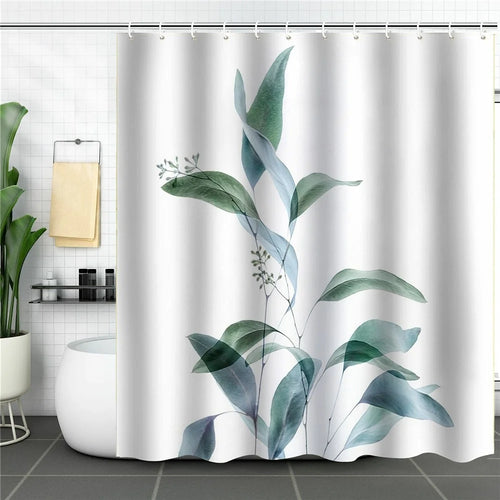 SHU1 3D Printed Tropical Jungle Plants Design Bath Curtain Polyester Waterproof Shower Curtain, 180x180cm - 37 - 1