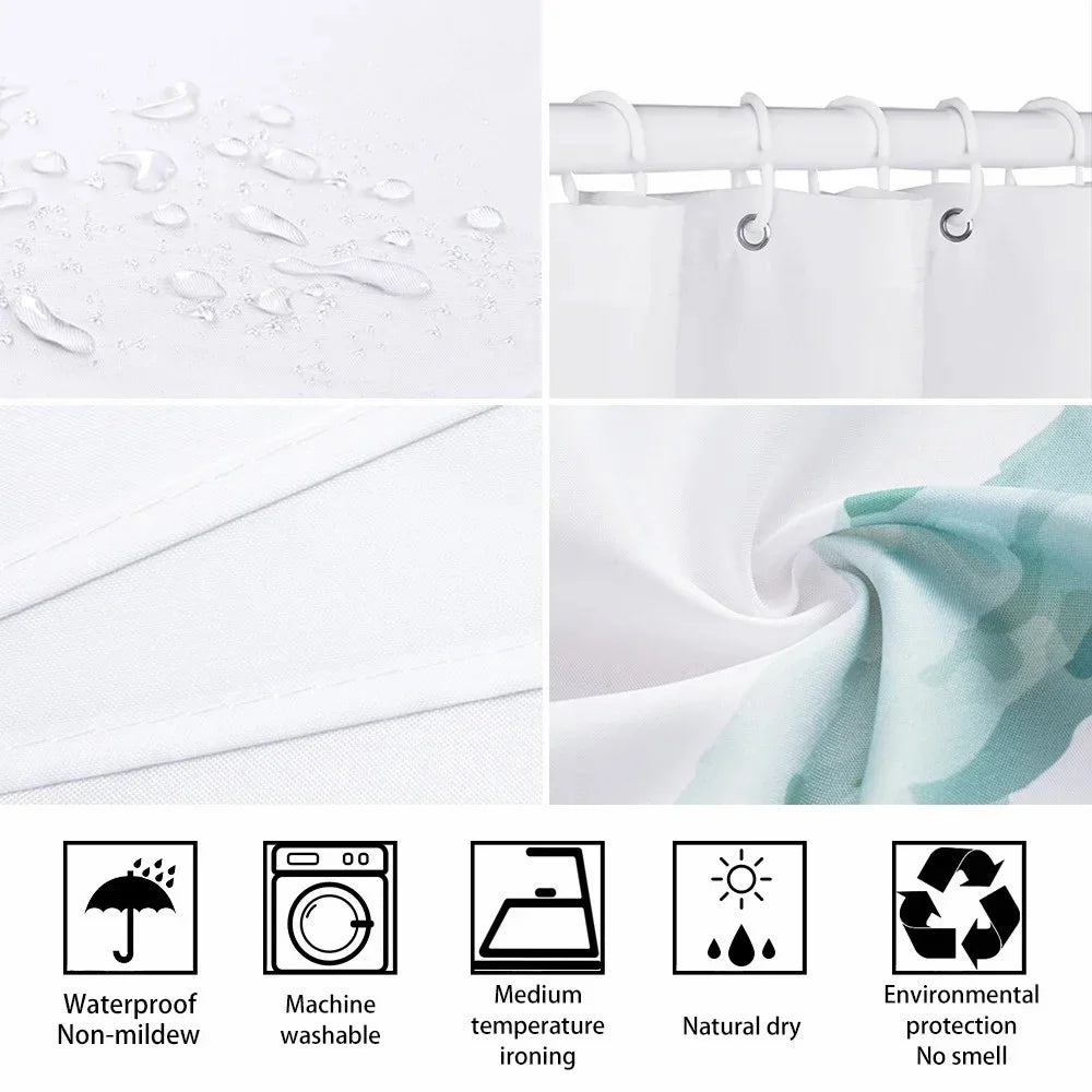 SHU1 3D Printed Tropical Jungle Plants Design Bath Curtain Polyester Waterproof Shower Curtain, 180x180cm - 37 - 2