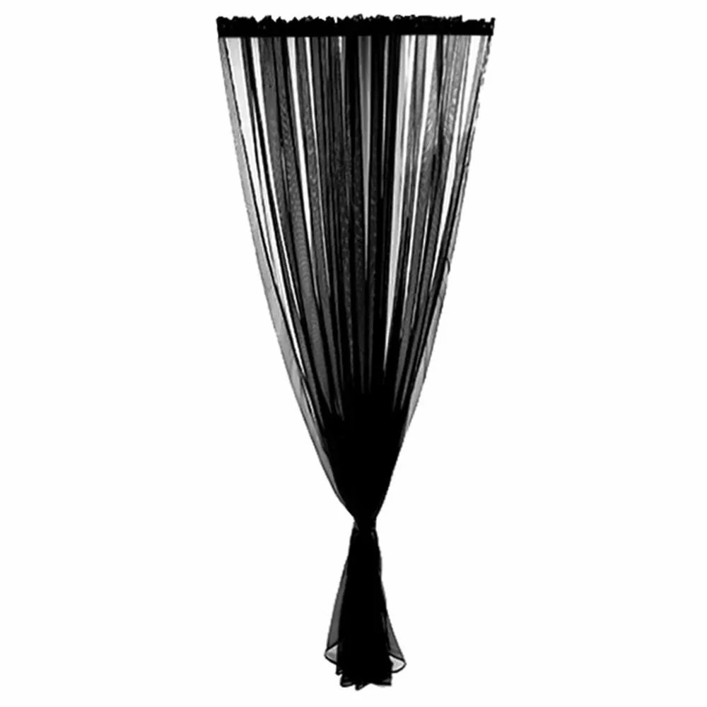 Polyester Solid Color Sheer Curtain for Bedroom and Living Room, 1x2m - Black - 1