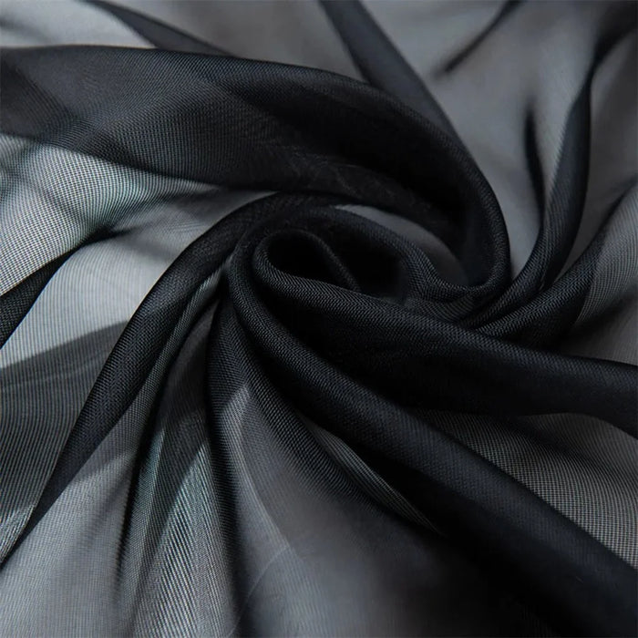 Polyester Solid Color Sheer Curtain for Bedroom and Living Room, 1x2m - Black - 3