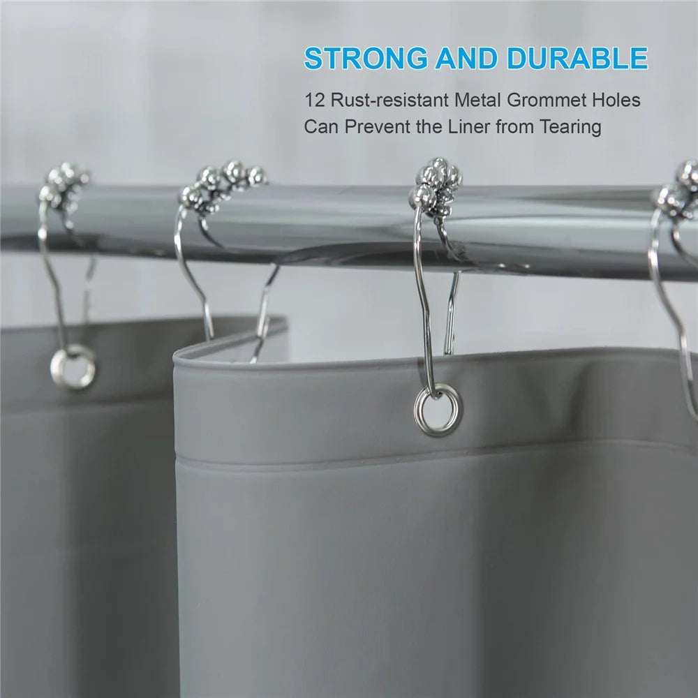 CS-006 180x180CM Shower Curtain PEVA Shower Liner Waterproof Drape - Grey - 3