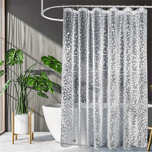 8001 PEVA 3D Pattern Shower Curtain with Steel Hooks for Bathroom, 180x180cm - Cobblestone - 1