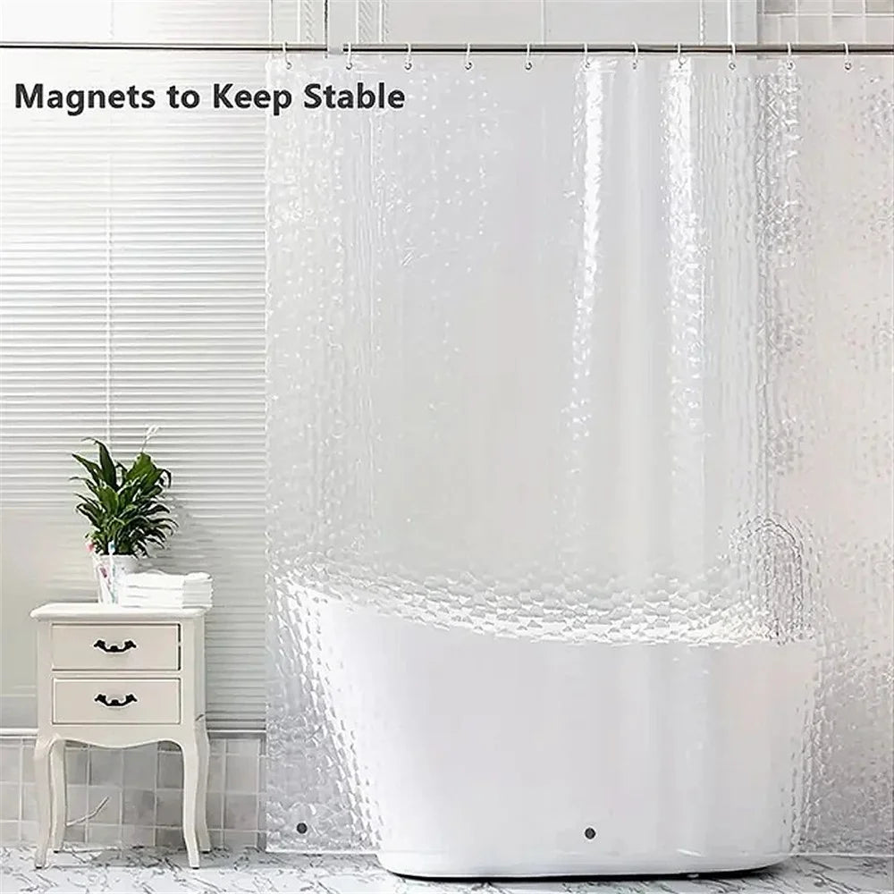 8001 PEVA 3D Pattern Shower Curtain with Steel Hooks for Bathroom, 180x180cm - Cobblestone - 2