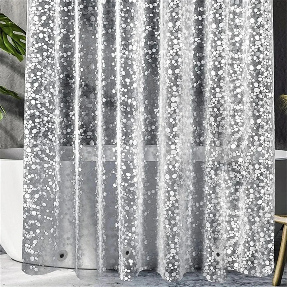 8001 PEVA 3D Pattern Shower Curtain with Steel Hooks for Bathroom, 180x180cm - Cobblestone - 5